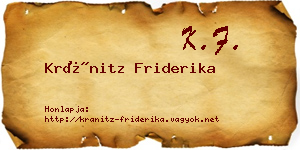 Kránitz Friderika névjegykártya